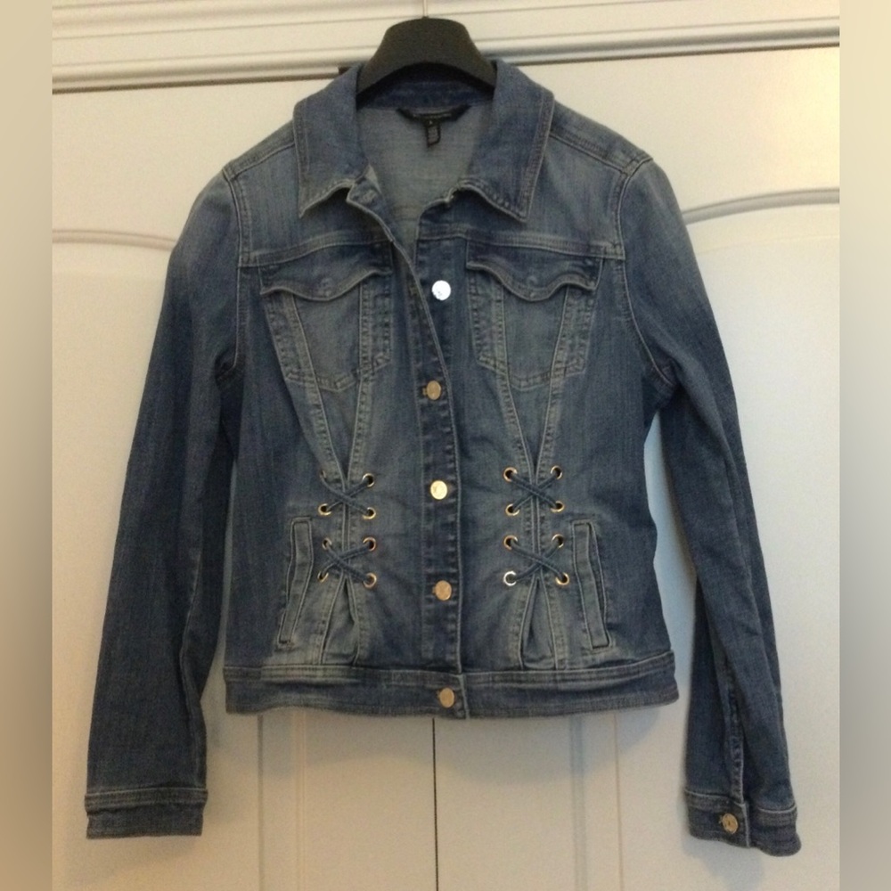 White House Black Market Grommet Trucker Denim Jacket Size L